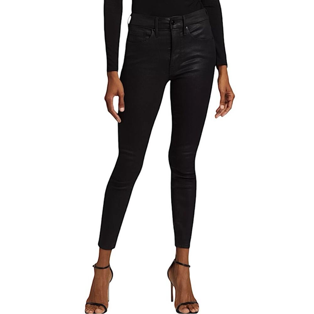 NWT Good American Good Legs Black Coated Skinny Jeans Size 0/25 Retail $169